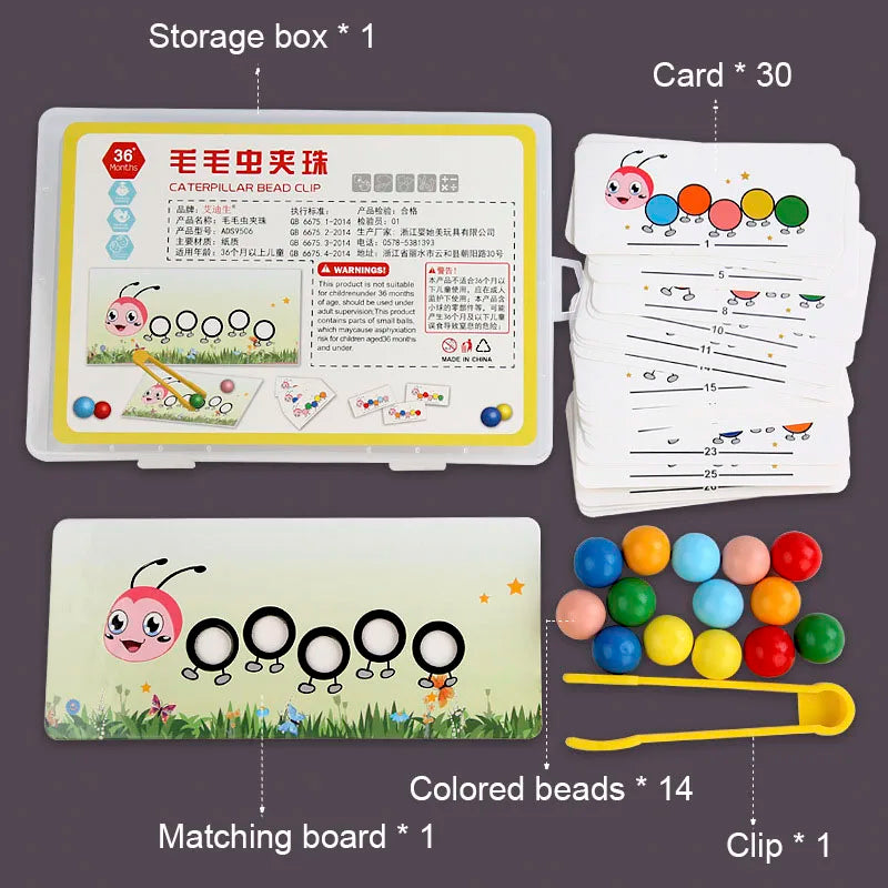 Wooden Clip Beads Games Montessori Toys