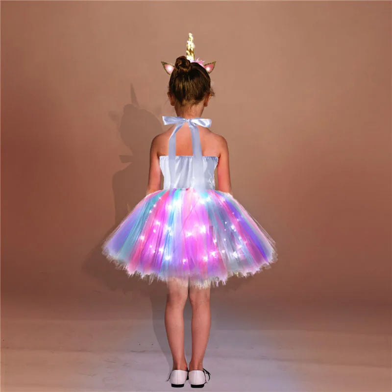 Girls Rainbow Unicorn Costume