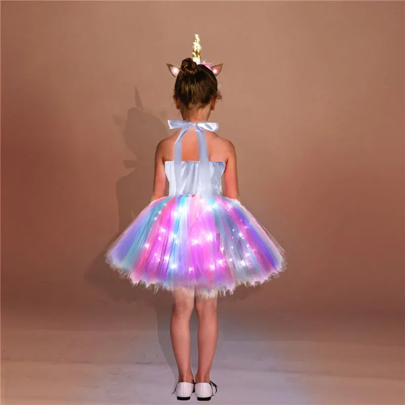 Girls Rainbow Unicorn Costume