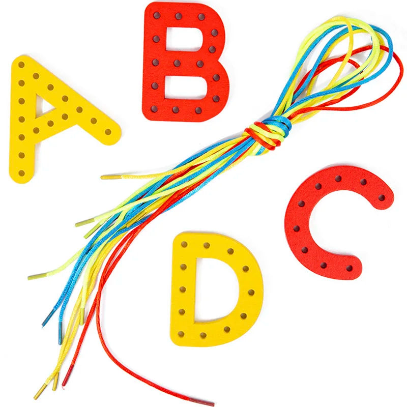 Wooden Number Letter Rope Game
