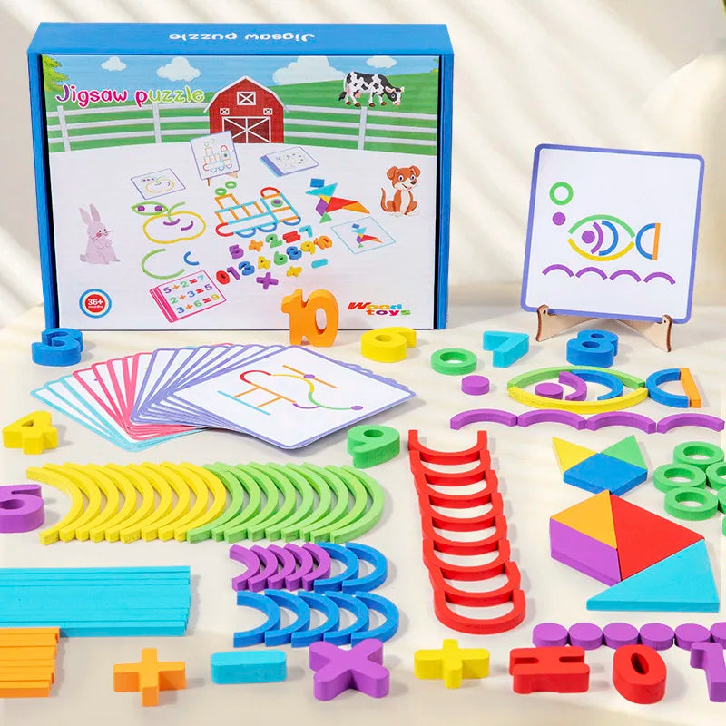 Wooden Creative Sticks And Rings Puzzle