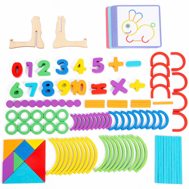 Wooden Creative Sticks And Rings Puzzle