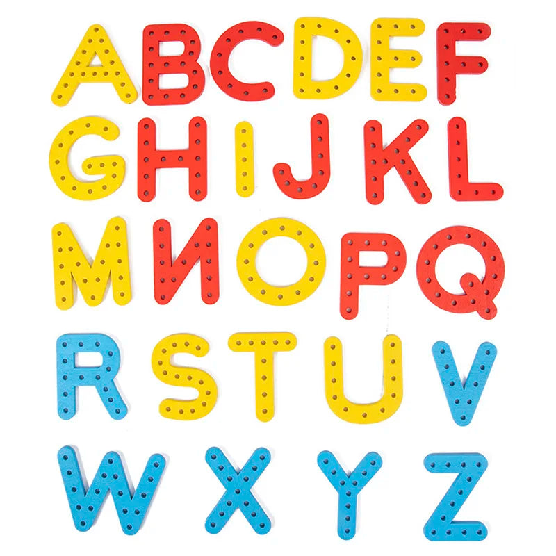 Wooden Number Letter Rope Game