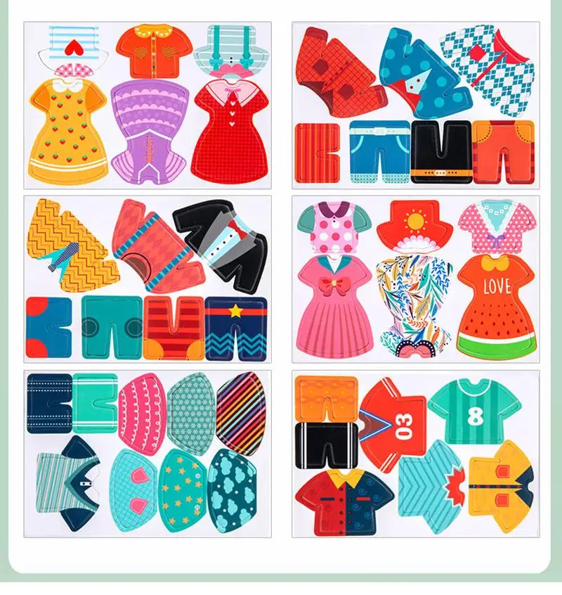 Wooden Kids Clothes Drying Dress-Up Puzzle Jigsaw Montessori Games