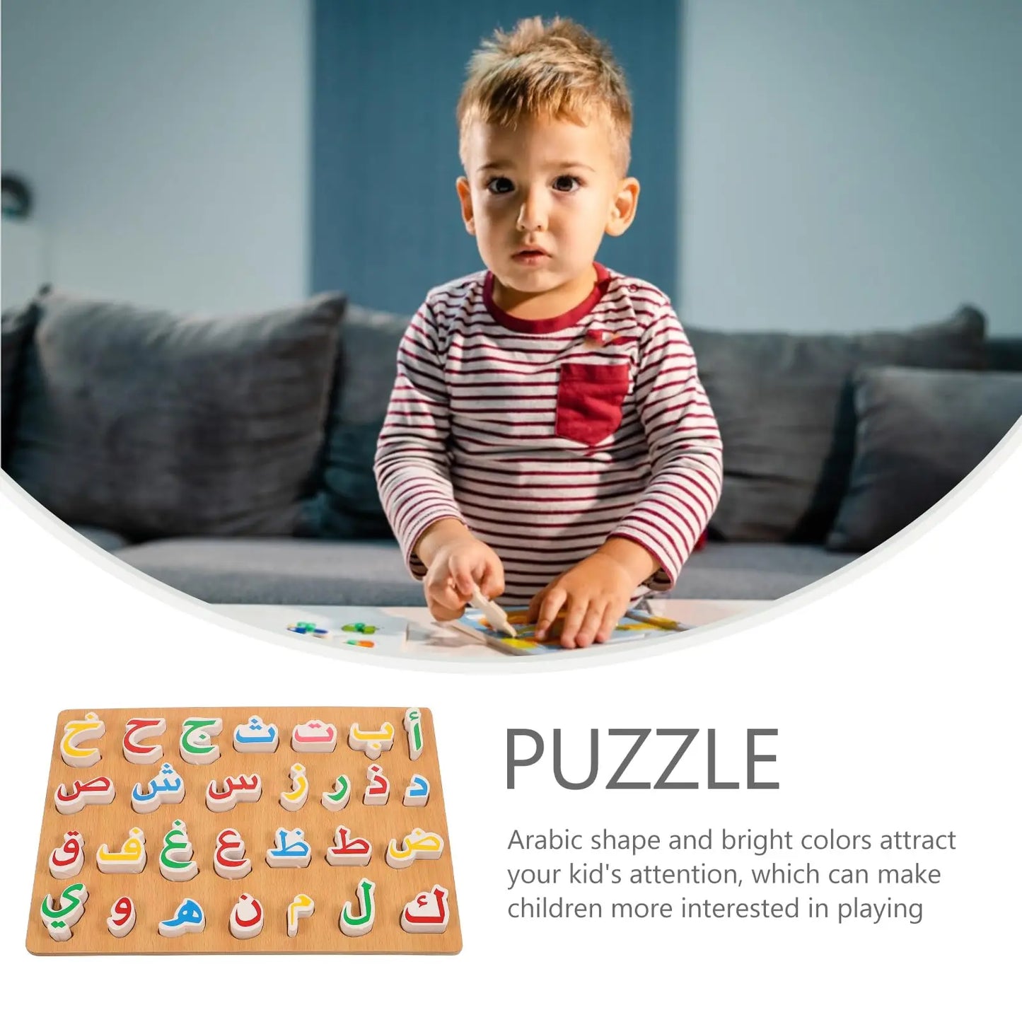 1 Set Wooden Montessori Toys Arabic Alphabet