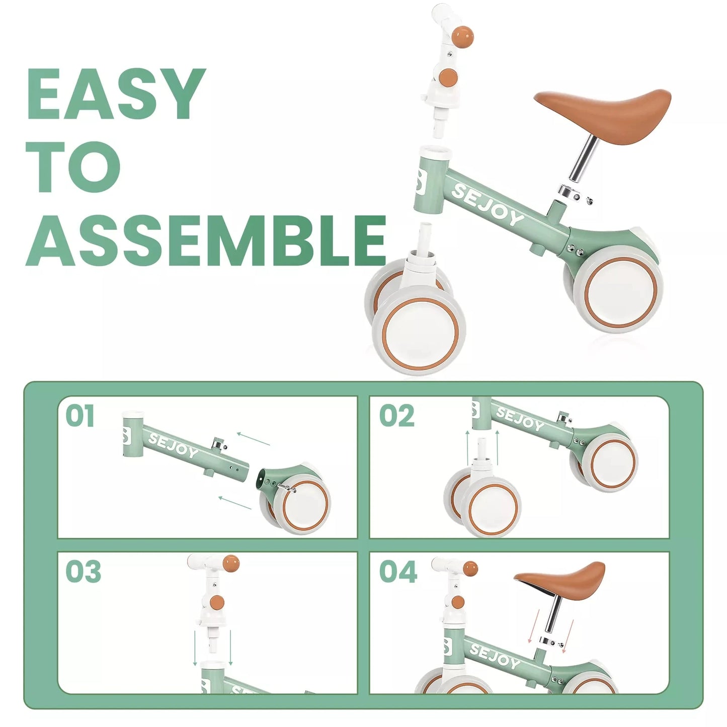 Balance Bike 4 Wheels Toddler Walker Bicycle