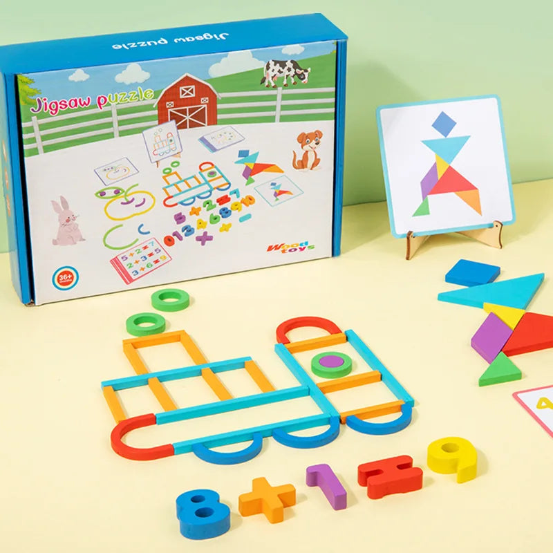 Wooden Creative Sticks And Rings Puzzle