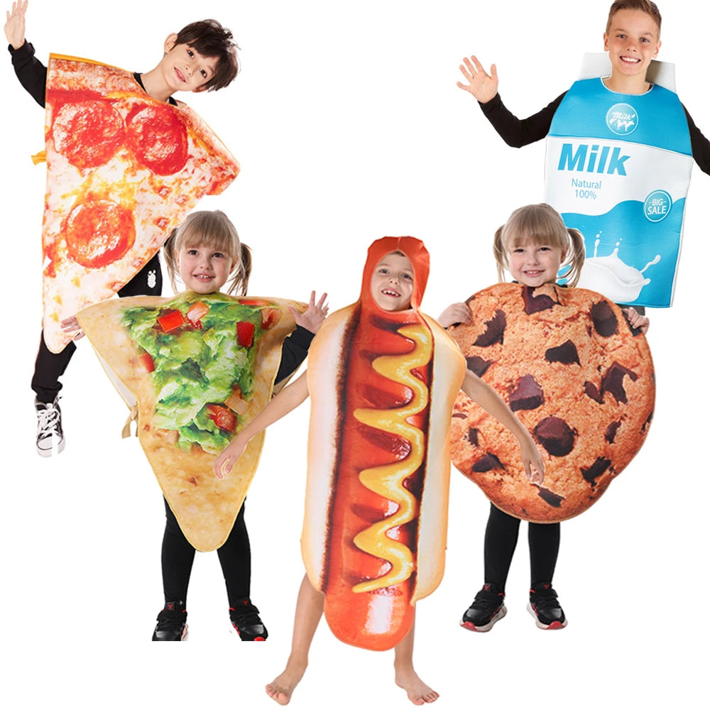 Hot Dog Pizza Milk And Cookies Costume