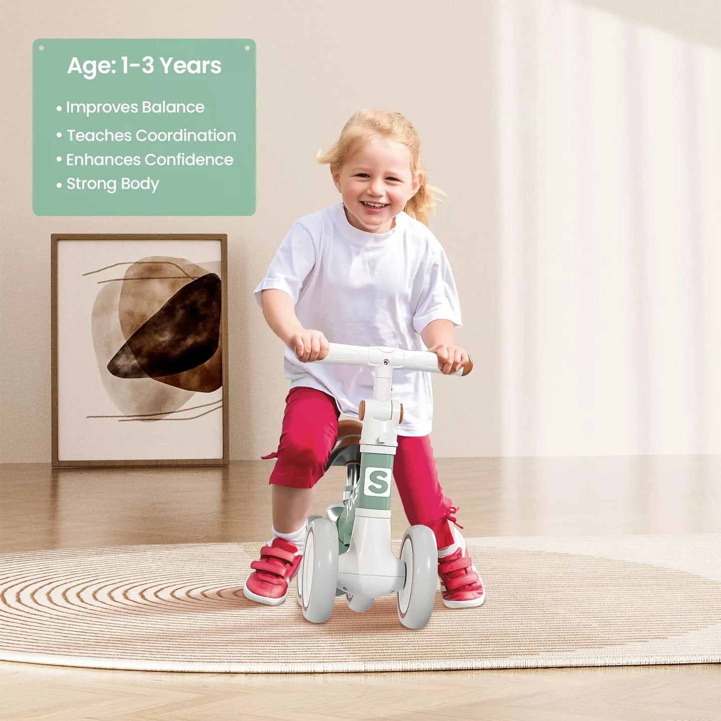 Balance Bike 4 Wheels Toddler Walker Bicycle