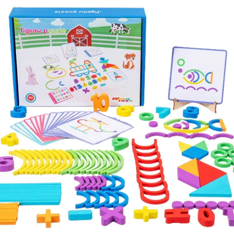 Wooden Creative Sticks And Rings Puzzle