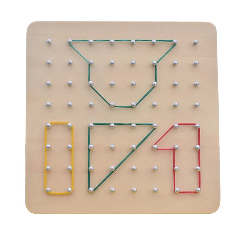 Math Wooden Toys Set Geometric Shape Rubber band