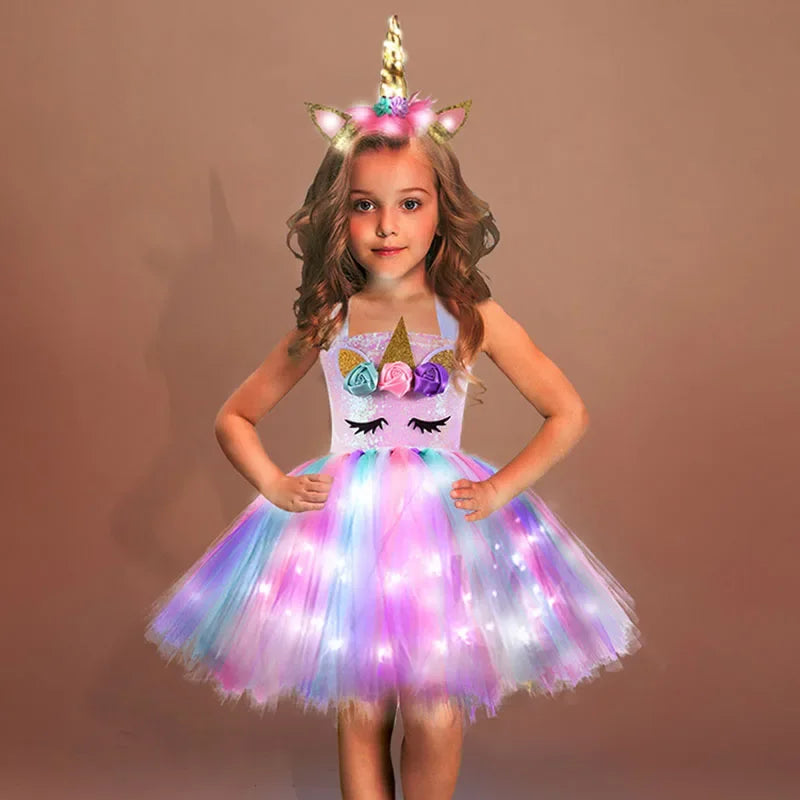 Girls Rainbow Unicorn Costume