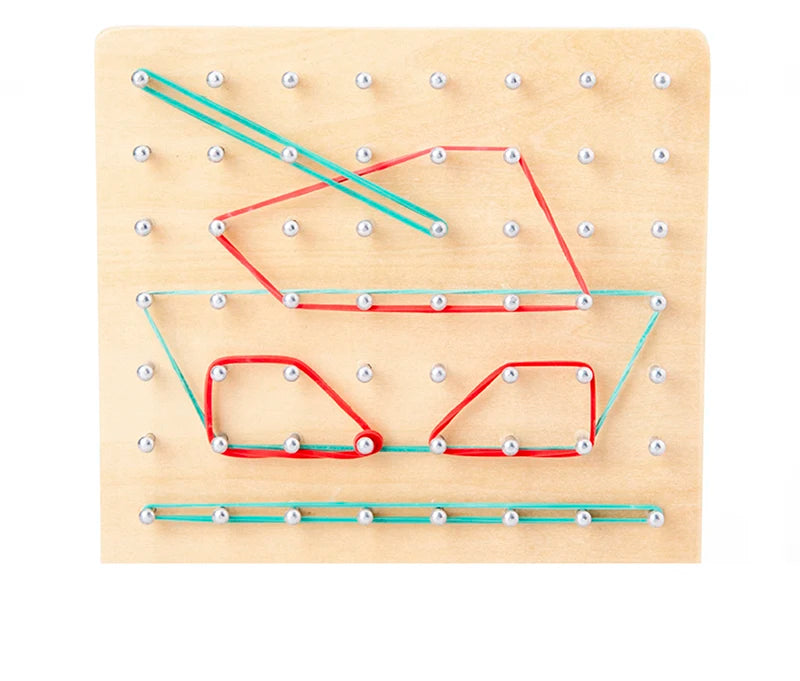 Math Wooden Toys Set Geometric Shape Rubber band