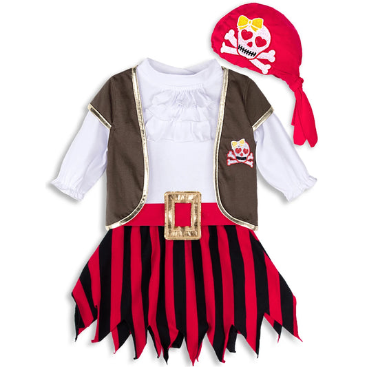 Baby Toddler Girls Pirate Costume Carnival Fancy Dress Clothes Set 5PCS Infant Cosplay Outfits 0-4 Years