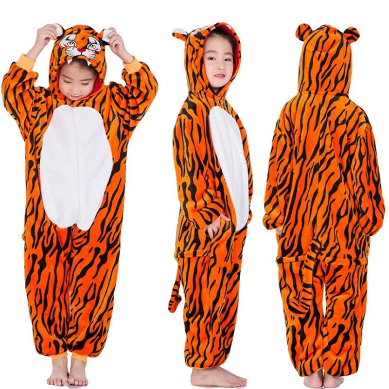 Children's Unicorn Tiger Lion Fox Sika Deer Kigurumi Kid Onesie Pyjamas Cosplay Costumes for Halloween Carnival Party