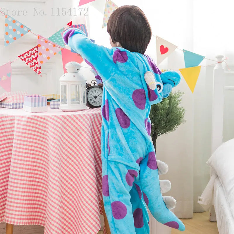 Kids Sullivan Sully Kigurumi Onesies Pajamas Cartoon Animal Costume Pijamas Sleepwear Halloween