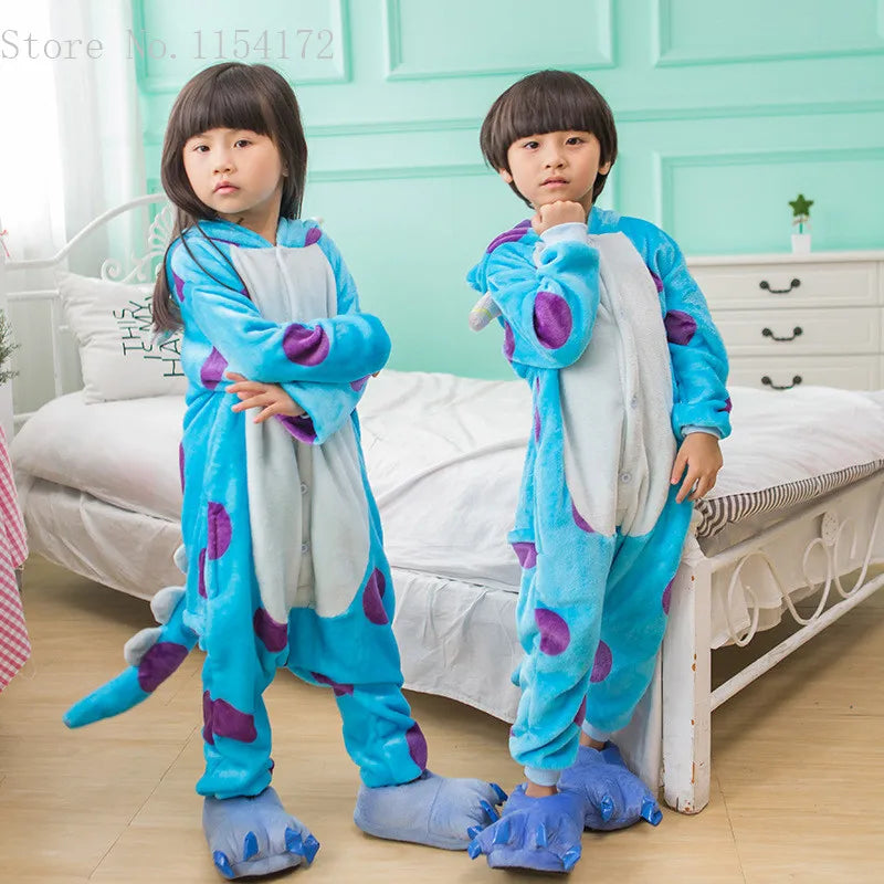 Kids Sullivan Sully Kigurumi Onesies Pajamas Cartoon Animal Costume Pijamas Sleepwear Halloween