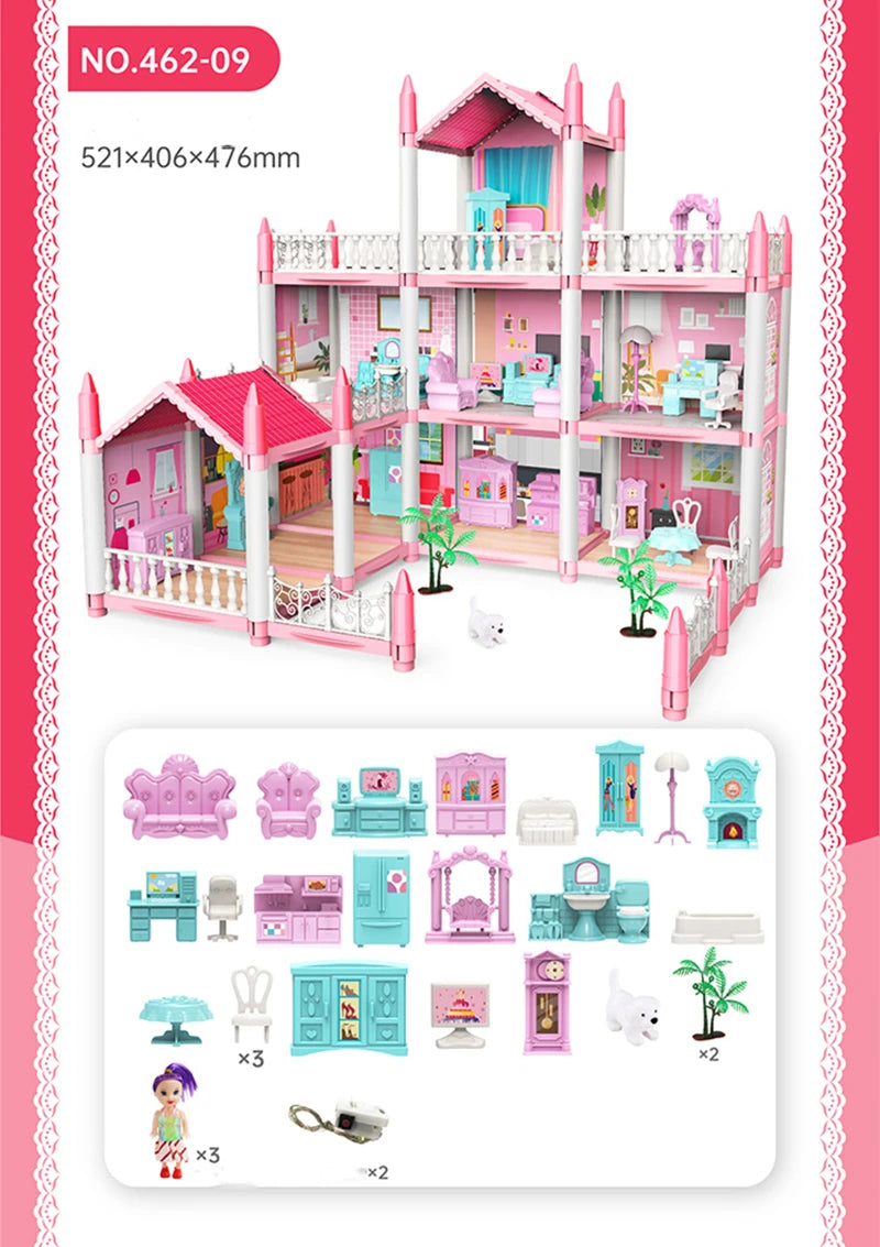 Princess Castle3d Dollhousekids Educational Villa Assembling Toy Set Playing Girl Doll House Toy Gifts DIY