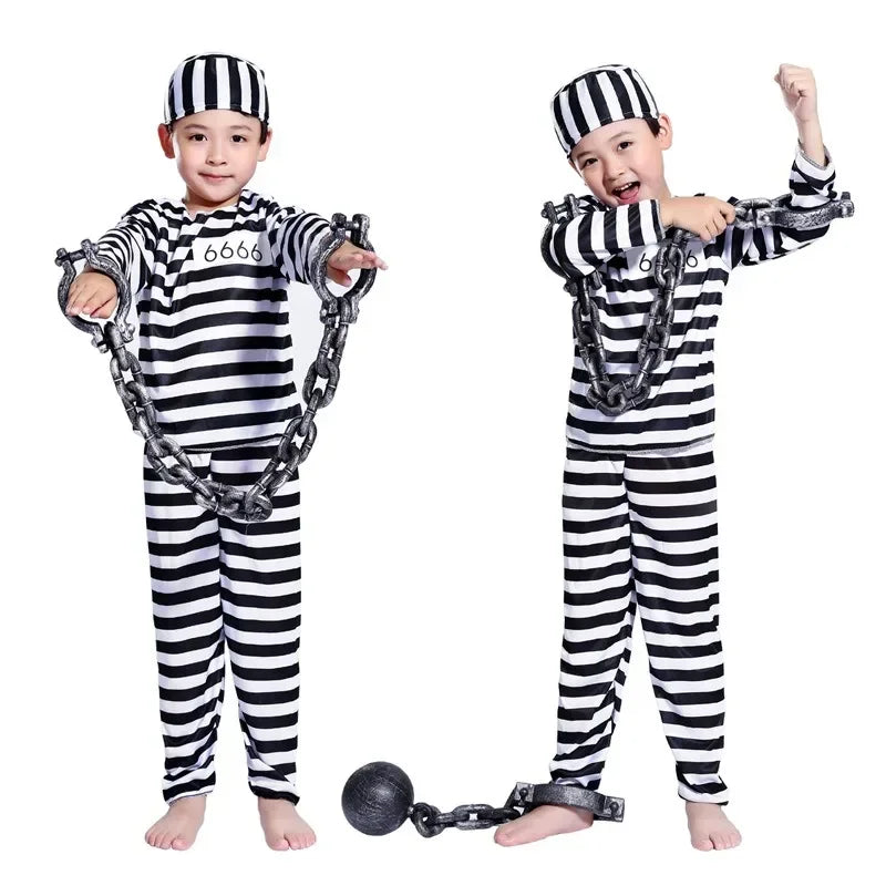 2024 Children Prisoner Uniform Violent Aesthetic for Halloween Cosplay Ghost Festival Children's Costume Parties