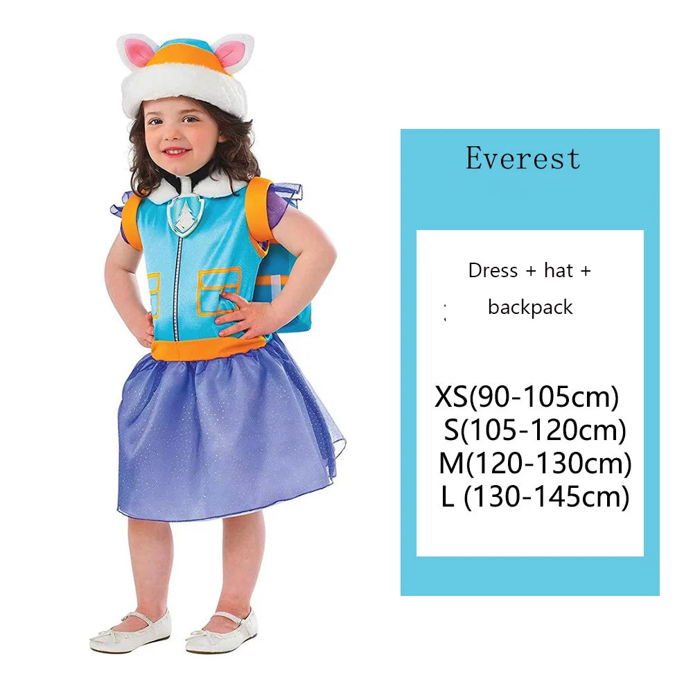 Christmas Carnival Party Cosplay Patrol Dog Uniform Girl Anime Costume Short-sleeved Dress Everest Three-piece Set Gifts