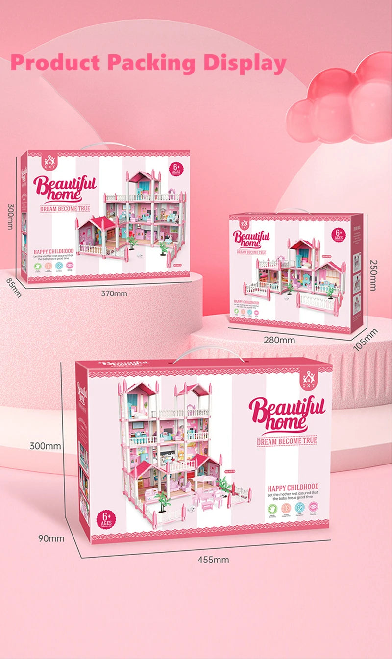 Princess Castle3d Dollhousekids Educational Villa Assembling Toy Set Playing Girl Doll House Toy Gifts DIY