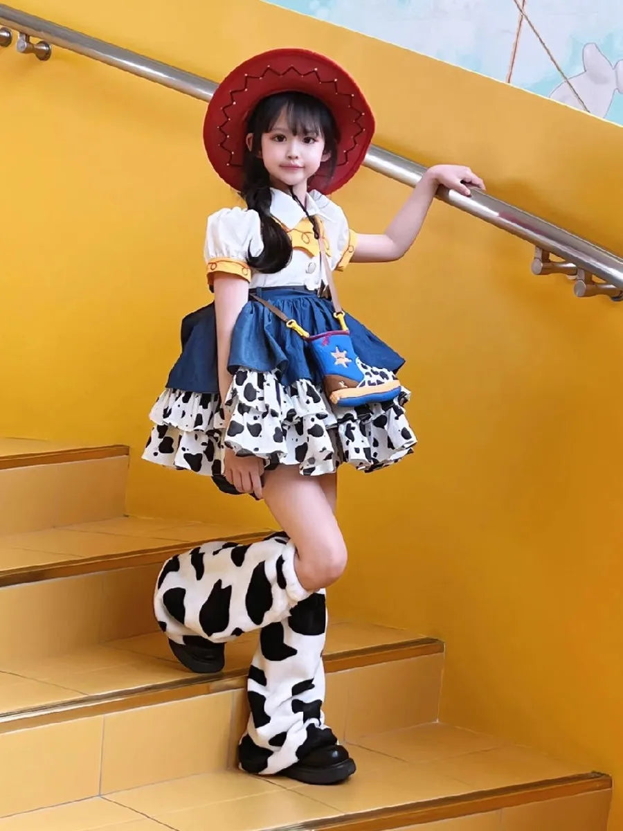 New Disney Girl Cuisi Skirt Children'S Lolita Princess Skirt Toy Story Woody Cowboy Cosplay  Costume Birthday Halloween Gift