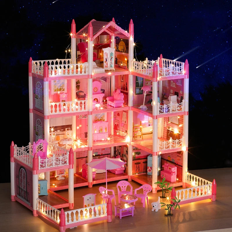 Princess Castle3d Dollhousekids Educational Villa Assembling Toy Set Playing Girl Doll House Toy Gifts DIY