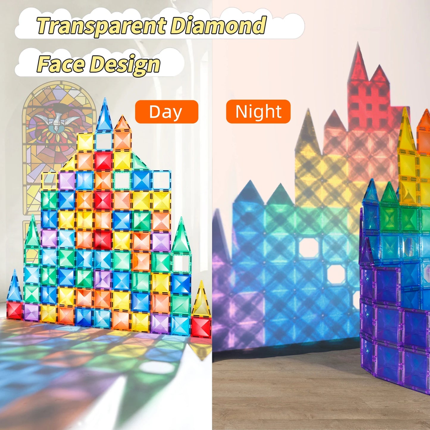 Montessori Educational Toys Magnetic Building Blocks Children DIY Construction Sets Star Diamond Magnetic Tiles for Kids Gift