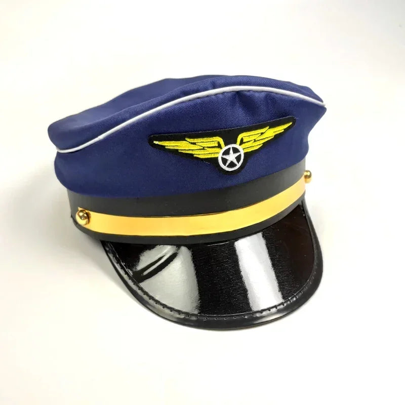 Children Halloween Costume Kids Aircraft Captain's Uniform Cosplay Clothing Hat Set Pilot Party Clothes Boy Girl Birthday Gift