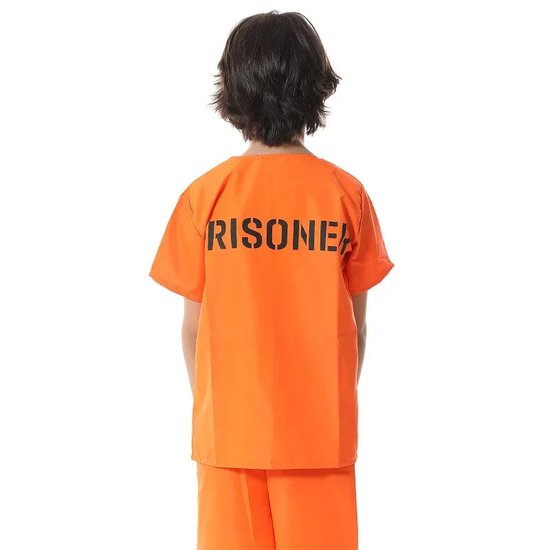 Kids Halloween Gift Prisoner Criminal Cosplay Costumes Children Birthday Convict Toys Costume 3-9 Years Purim Unisex Fancy Dress