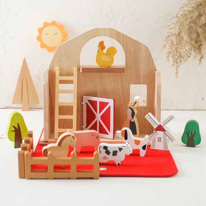 Baby Wooden Removable House Toys Barn Model Montessori Busy Box Toys Wooden Cars Animal Blocks Removable Newborn Puzzle Games