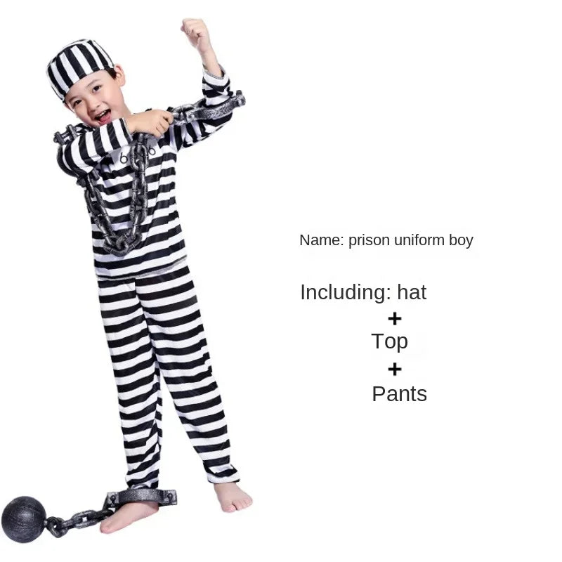 2024 Children Prisoner Uniform Violent Aesthetic for Halloween Cosplay Ghost Festival Children's Costume Parties