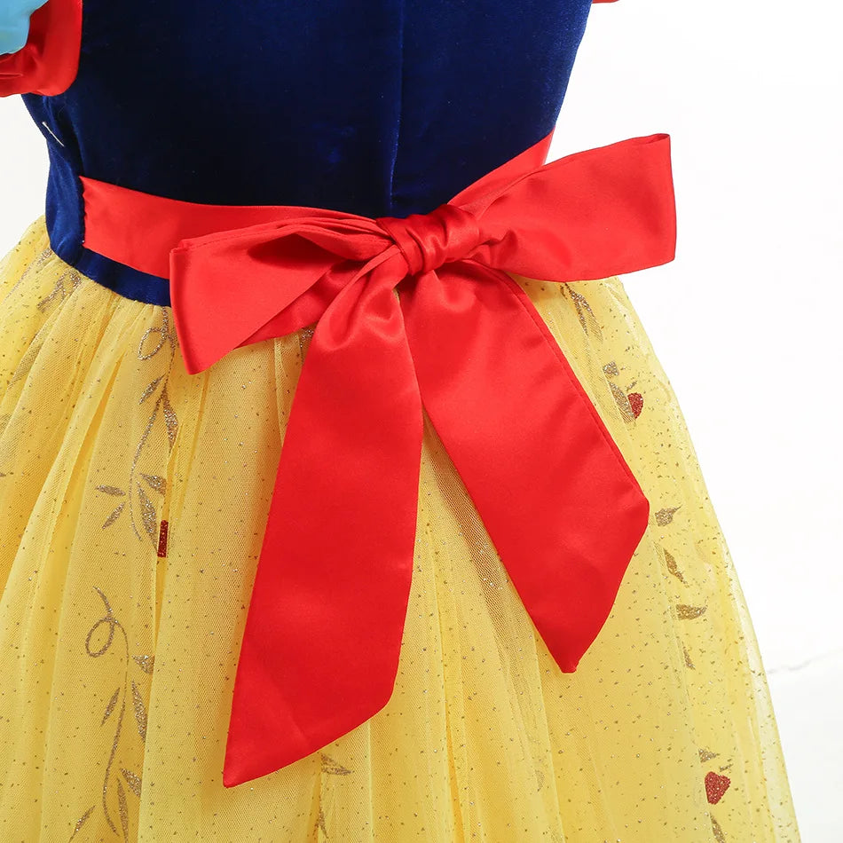 Girls Snow White Princess Dress Halloween Party Cosplay Outfits Kids Deluxe Sequin Costume With Cloak Birthday Surprise Gift