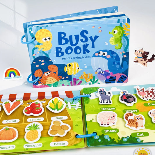 Early Education Puzzle Enlightenment Busy Book, Multiple Themes of Cognitive Tear-and-pasted Toy Book, Early Development, Concentration, Hand-eye Coordination Training