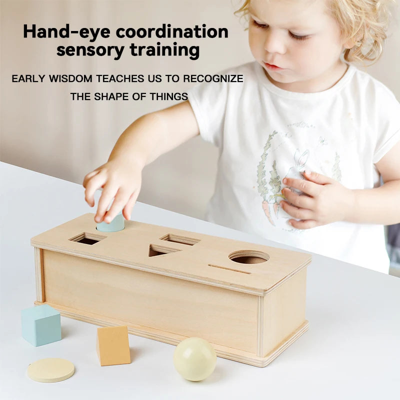 Montessori Infant Wooden Toys Target Box Rolling Drum Color Shape Cognition Match Educational Sensory Baby Teaching Aid Gifts