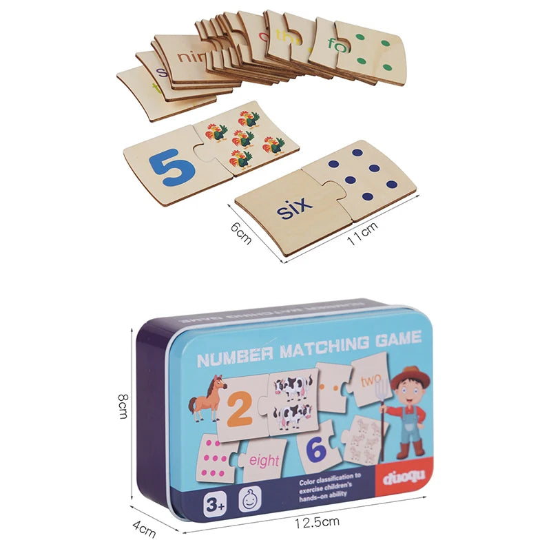 Wooden Number Matching Puzze Toys Montessori Early Education Digital Pattern Thicken Blocks Game for Baby Festival Gift Toy