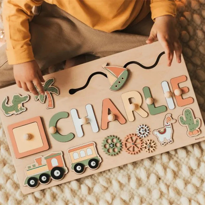 Personalized Custom First Name Wooden Puzzle Educational Toys For Toddlers Early Learning Gifts For Kids Baby Toy Boy &girl Gift