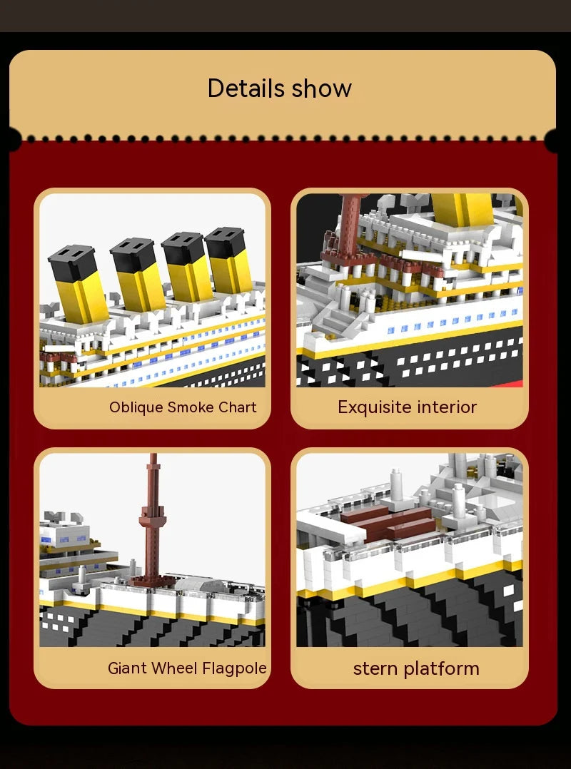 Titanic Giant Ship Boat Building Blocks Luxury Iceberg Cruise Wreck Set Micro City DIY Model Bricks Toys For Children Adult Gift