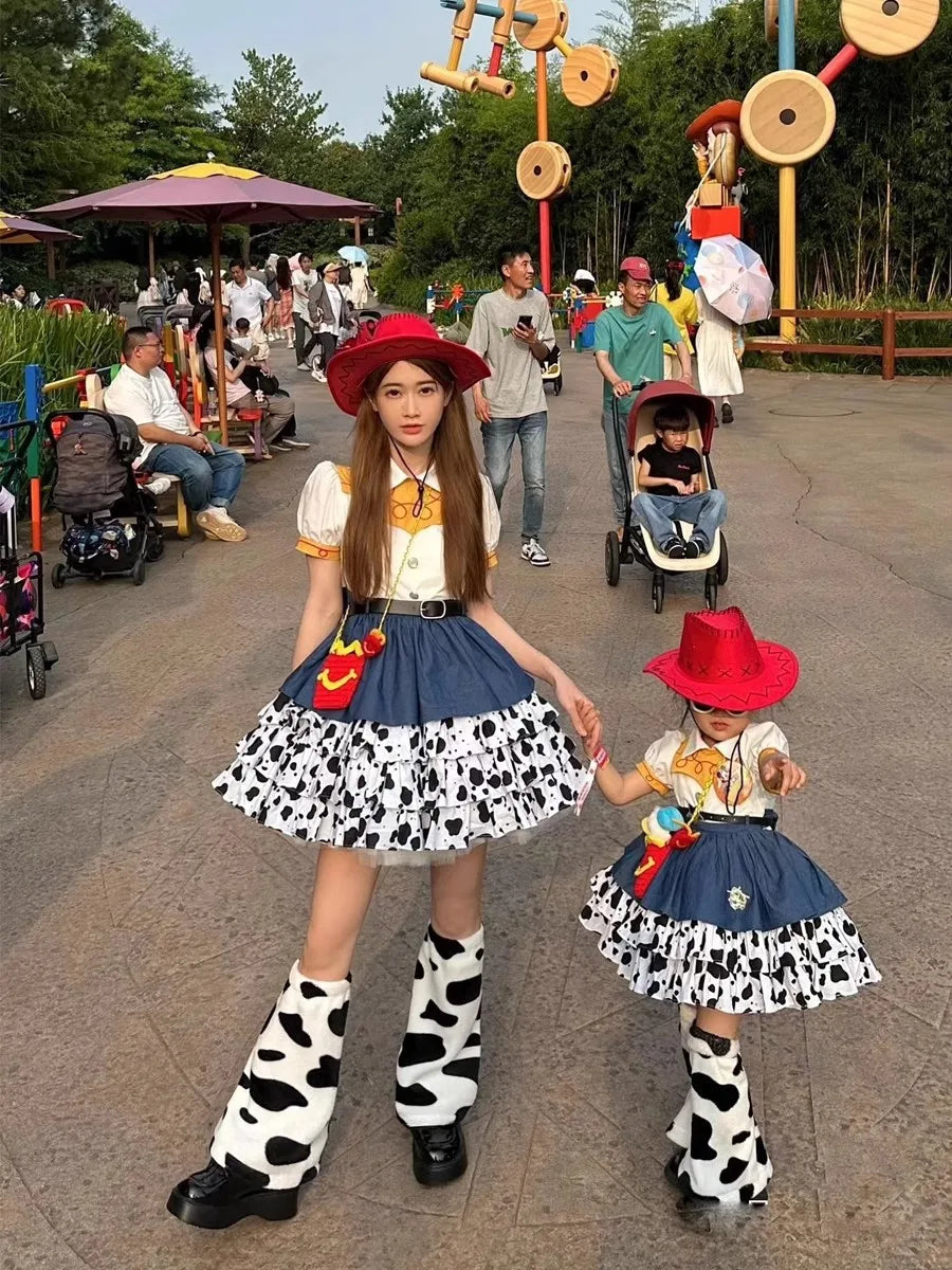 New Disney Girl Cuisi Skirt Children'S Lolita Princess Skirt Toy Story Woody Cowboy Cosplay  Costume Birthday Halloween Gift