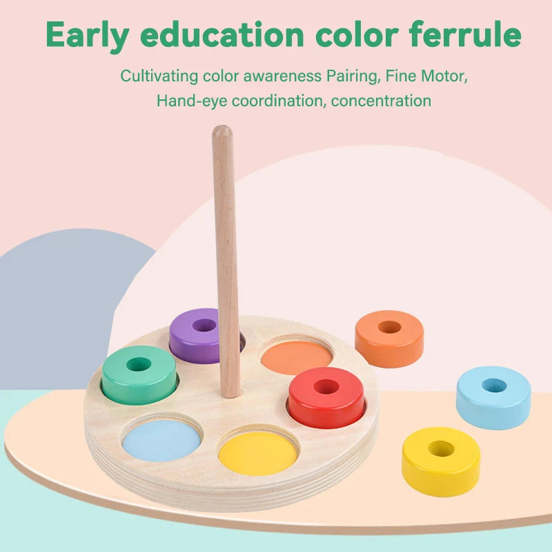 Montessori Infant Wooden Toys Target Box Rolling Drum Color Shape Cognition Match Educational Sensory Baby Teaching Aid Gifts