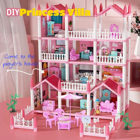 Princess Castle3d Dollhousekids Educational Villa Assembling Toy Set Playing Girl Doll House Toy Gifts DIY