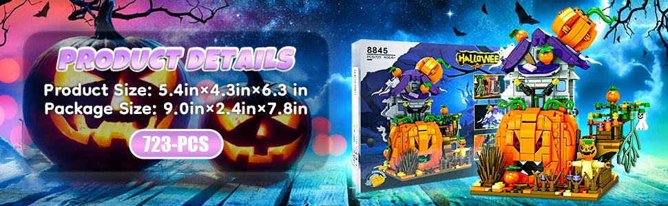 Halloween Creative Building Blocks Set Halloween Hut Haunted House Pumpkin House Decoration Bricks Kit Toys Birthday Party Gifts