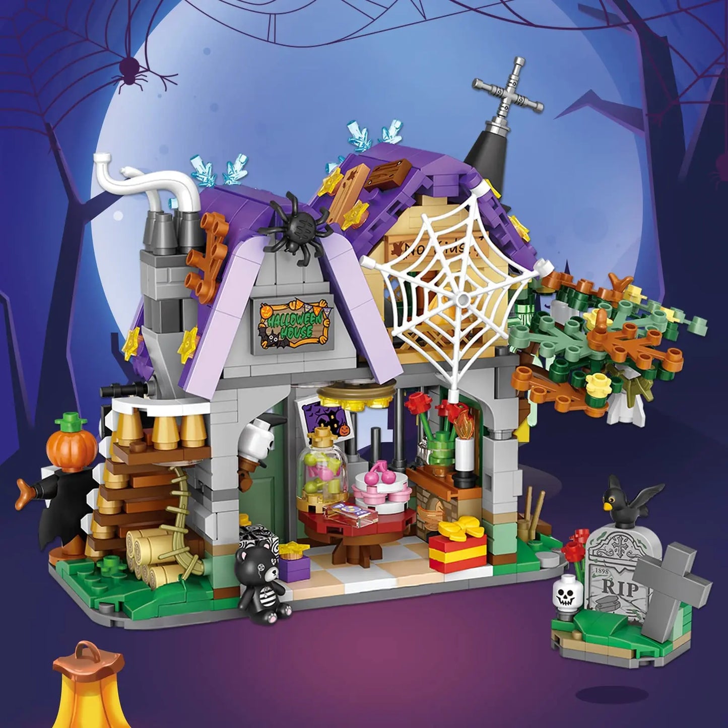 Halloween Creative Building Blocks Set Halloween Hut Haunted House Pumpkin House Decoration Bricks Kit Toys Birthday Party Gifts