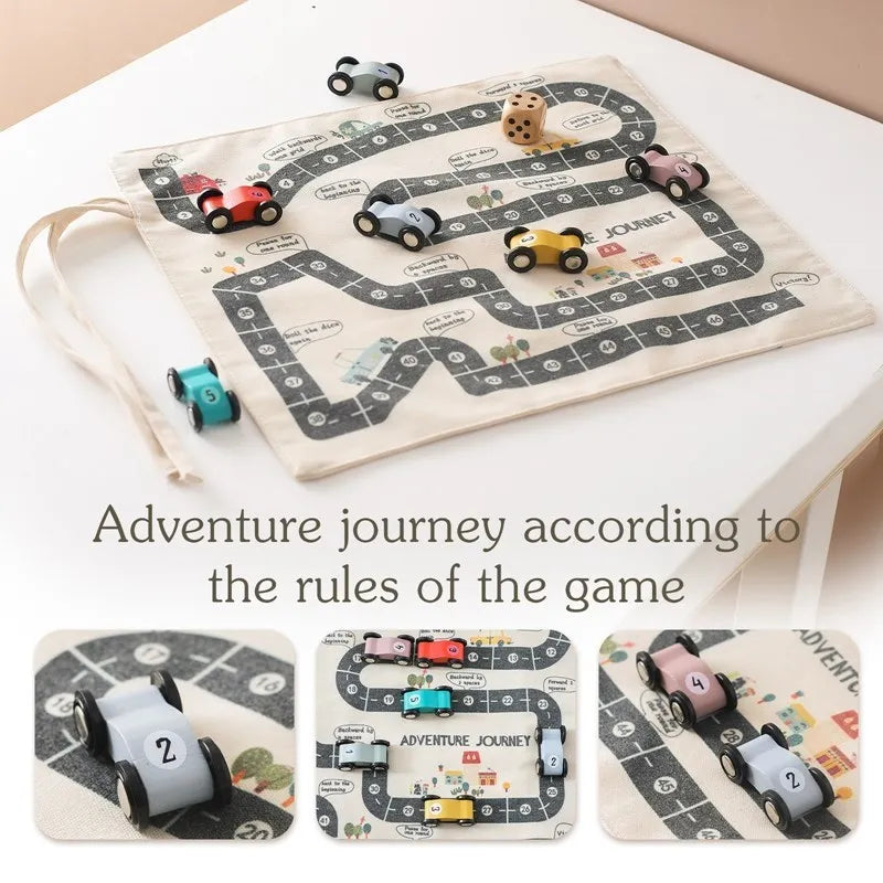 35*31CM Montessori Toys Baby Car Traffic Road Map Canvas Desktop Mat Game Wooden Car Parent-child Interaction Kid Education Gift