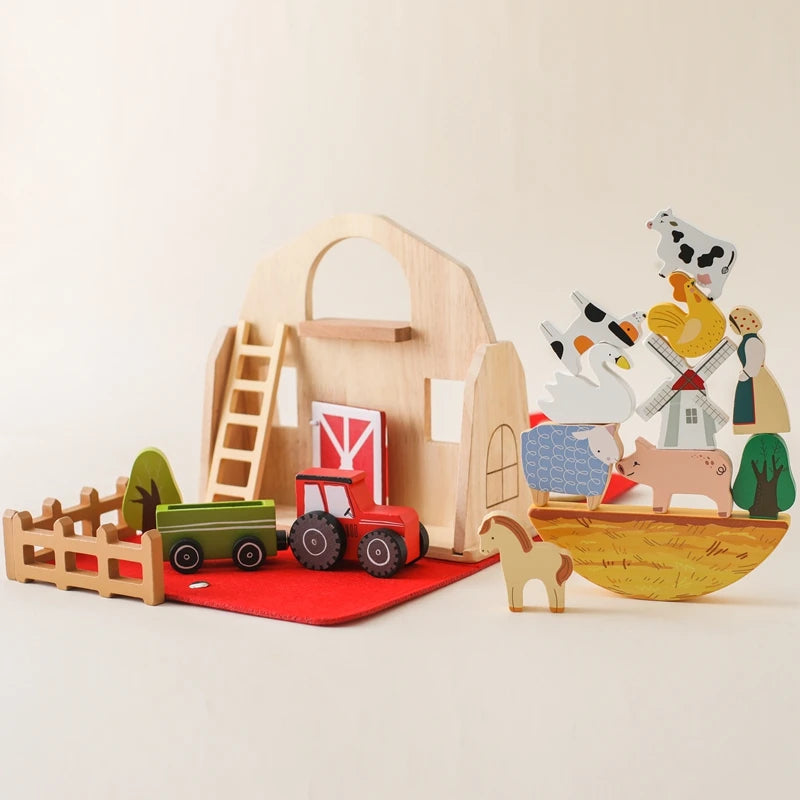 Baby Wooden Removable House Toys Barn Model Montessori Busy Box Toys Wooden Cars Animal Blocks Removable Newborn Puzzle Games