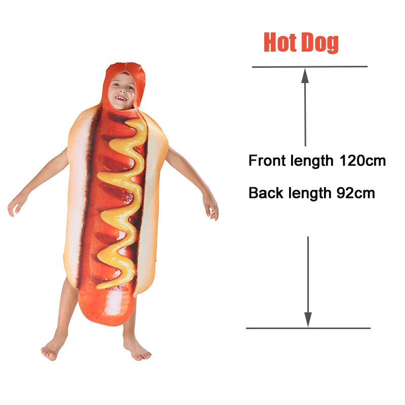 Cool Children's Costumes Kids Food Funny Costume For Purim Carnival Boys Hot Dog Cosplay Pizza Milk And Cookies Costume