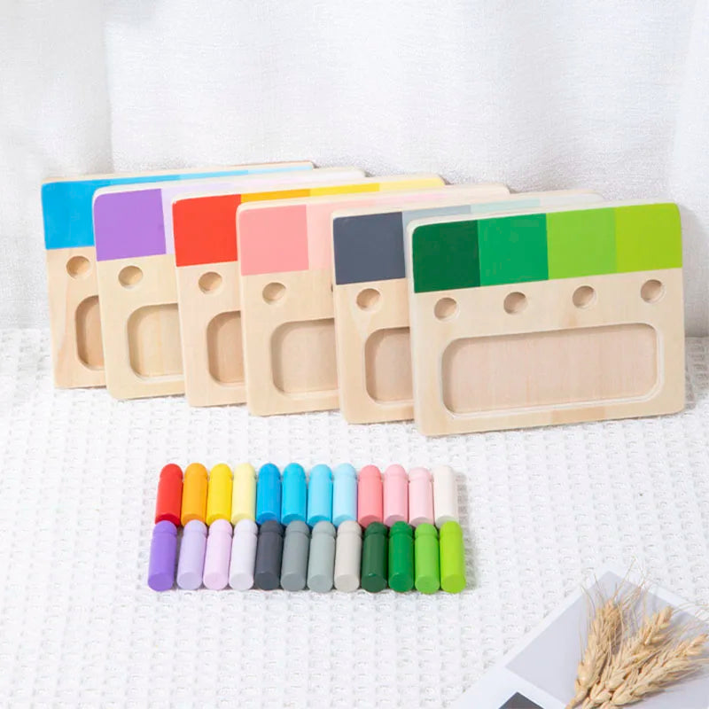 Wooden Montessori Toy Color Sense System Training Wood Insert Board 24 Color Children's Color Cognitive Matching Educational Toy