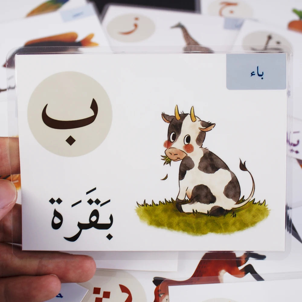 Baby Arabic Alphabet Card Montessori Learning Arabic Word Paper Children Educational Preschool Flashcards for Kids Cognitive Toy