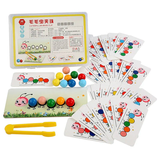 Wooden Clip Beads Games Montessori Toys Color Matching Parish Learning Set Fine Movement Training Educational Toys For Children