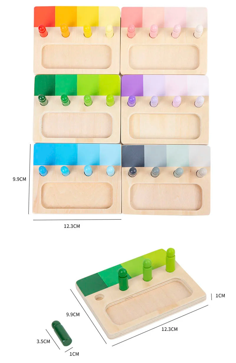 Wooden Montessori Toy Color Sense System Training Wood Insert Board 24 Color Children's Color Cognitive Matching Educational Toy